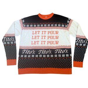 Mens Ugly Christmas Sweater Titos Vodka Size XL Let It Pour Holiday Cousin Eddie